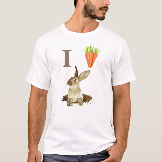 i love bunnies rabbits carrot heart tshirt (Front)