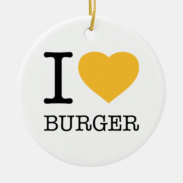 I LOVE BURGER CERAMIC TREE DECORATION (Front)