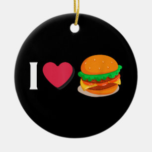 I Love Burger Cheeseburger Unhealthy Eating Ceramic Tree Decoration