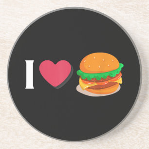 I Love Burger Cheeseburger Unhealthy Eating Coaster
