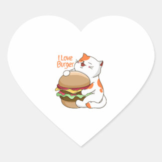 I Love Burger Heart Sticker