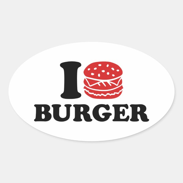 I love Burger Oval Sticker (Front)