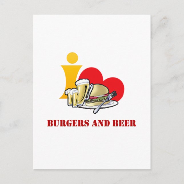I Love Burgers and Beer Ah the Hamburger Postcard (Front)