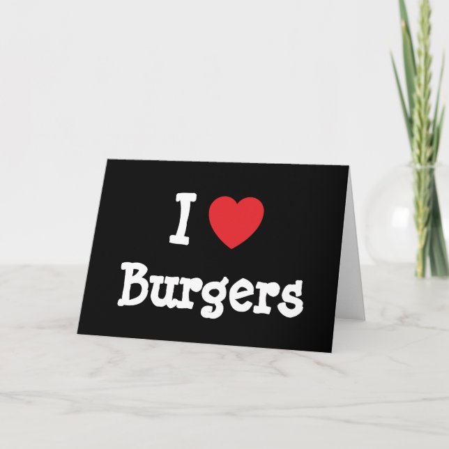 I love Burgers heart T-Shirt Card (Front)