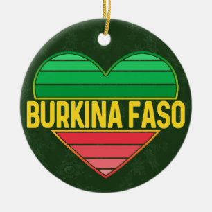 I Love Burkina Faso, Heart Burkinabè Ceramic Tree Decoration