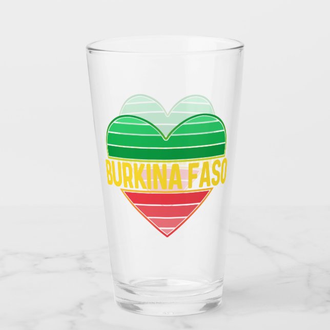 I Love Burkina Faso, Heart Burkinabè Glass (Front)