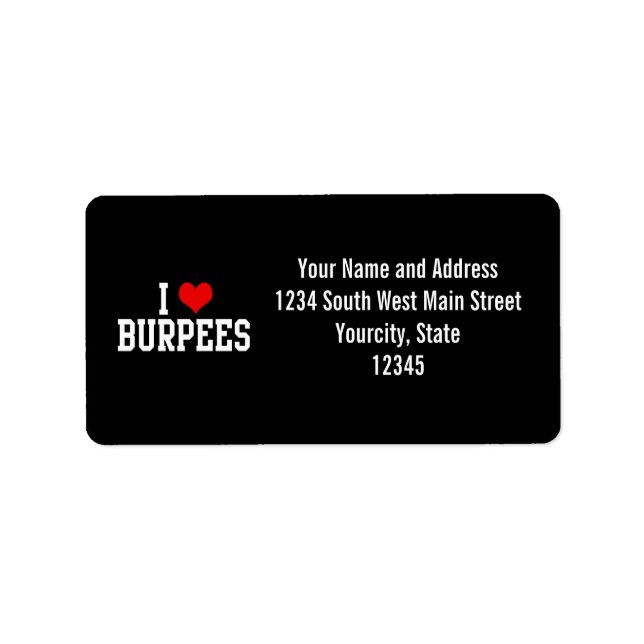 I Love Burpees, Fitness Label (Front)