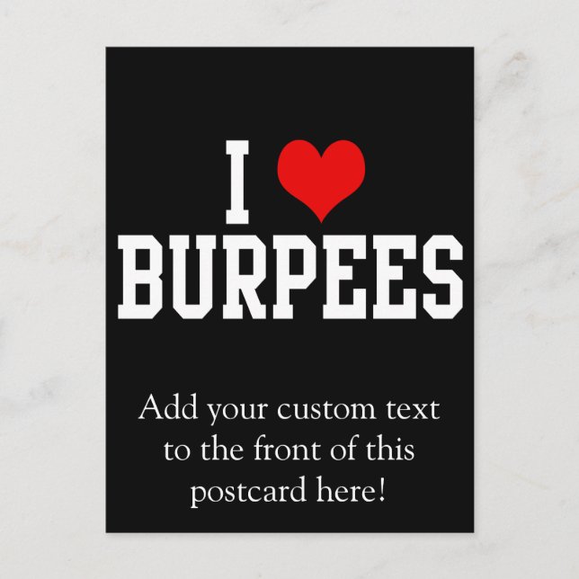 I Love Burpees, Fitness Postcard (Front)