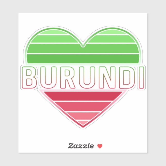 I Love Burundi, Burundian Flag Colours Heart (Sheet)