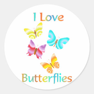 I Love Butterflies Classic Round Sticker