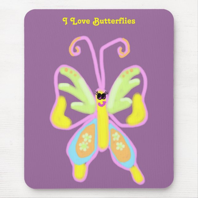 I Love Butterflies Mousepad (Front)