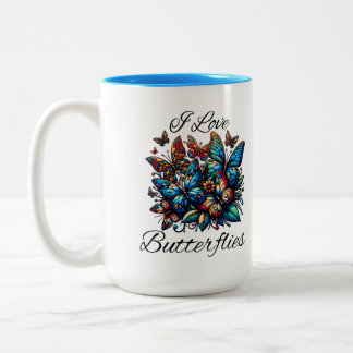 I Love Butterflies Two-Tone Coffee Mug