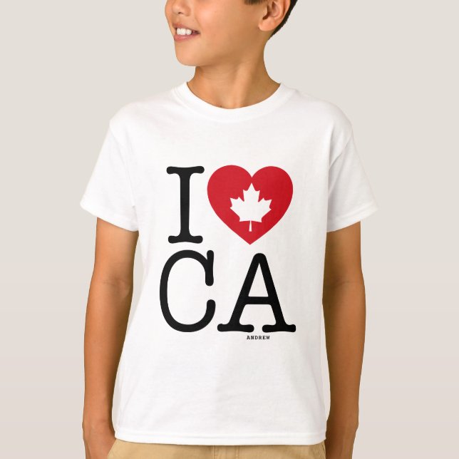 I Love CA | I Love Canada Custom Kid's T-Shirt (Front)