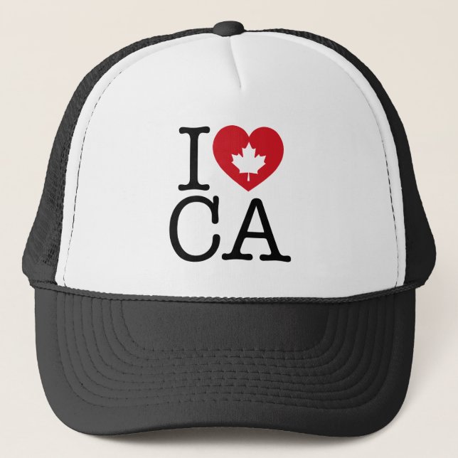 I Love CA | I Love Canada Custom Trucker Hat (Front)