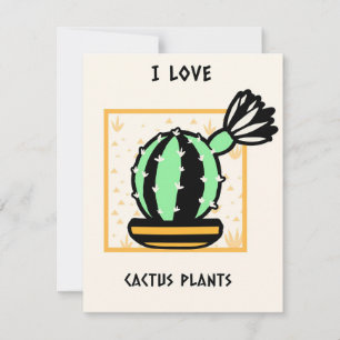 I Love Cactus Plants Thank You Card