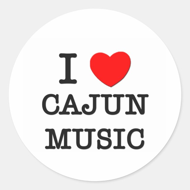 I Love Cajun Music Classic Round Sticker (Front)