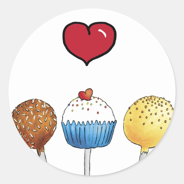 I love cake pops classic round sticker (Front)