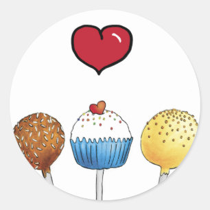 I love cake pops classic round sticker
