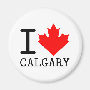 I Love Calgary, Alberta Canada Maple Leaf Magnet