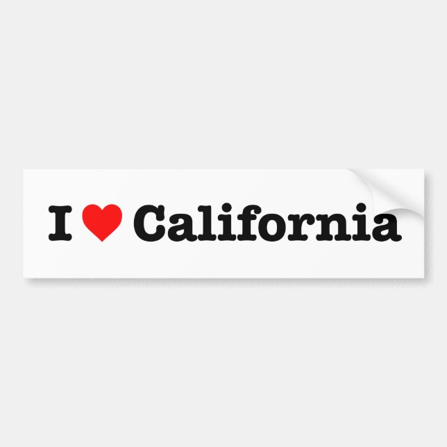 "I LOVE CALIFORNIA" BUMPER STICKER (Front)