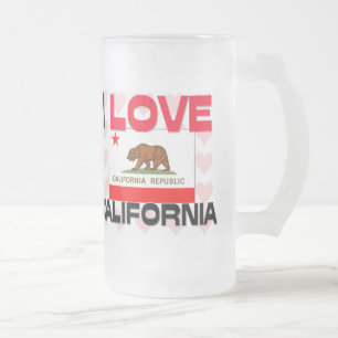 I Love California Frosted Glass Beer Mug