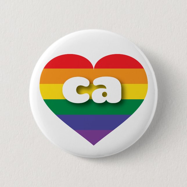 I Love California Rainbow Heart 6 Cm Round Badge (Front)