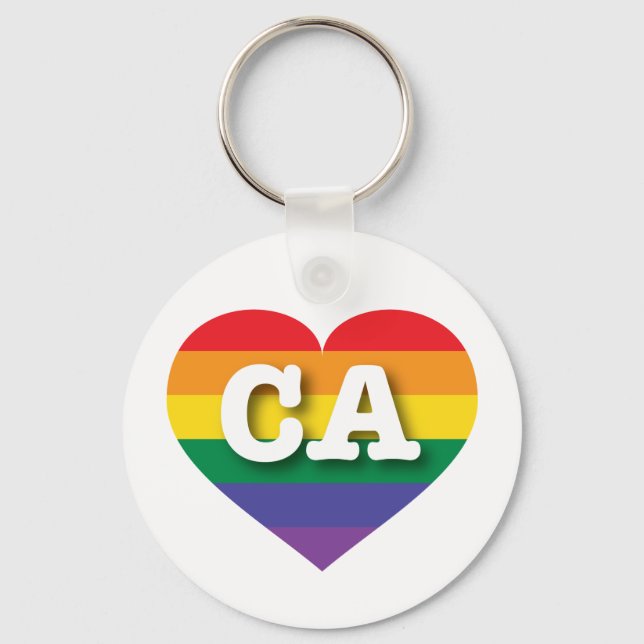 I Love California Rainbow Heart Key Ring (Front)