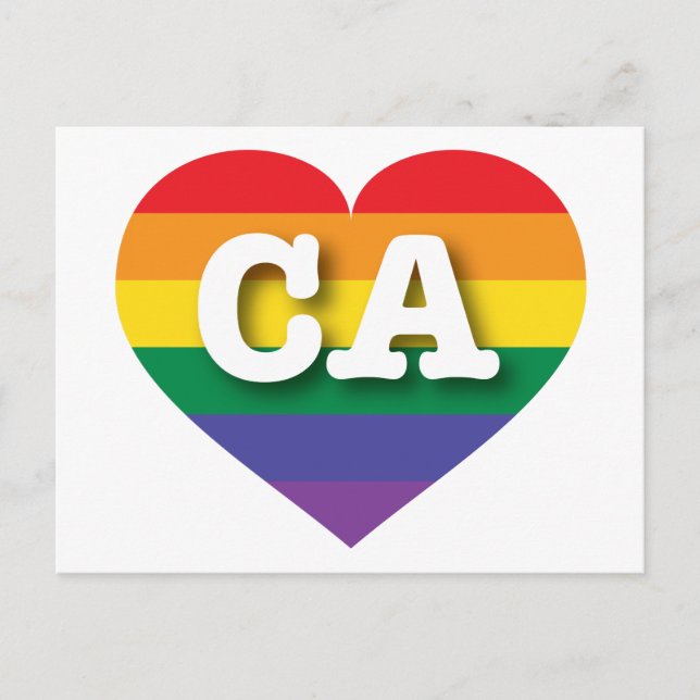 I Love California Rainbow Heart Postcard (Front)