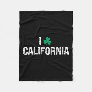 I Love California Shamrock Clover St. Patrick's Da Fleece Blanket