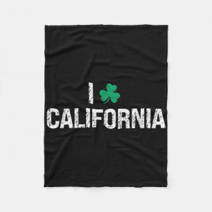 I Love California Shamrock Clover St. Patrick's Da Fleece Blanket
