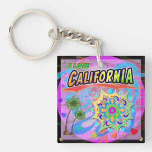 I LOVE California True Progress Keychain