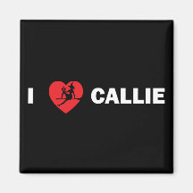 I Love Callie Square Magnet (Dark)