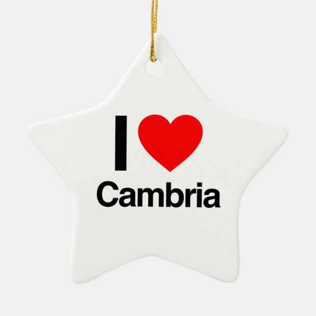 i love cambria ceramic tree decoration (Front)