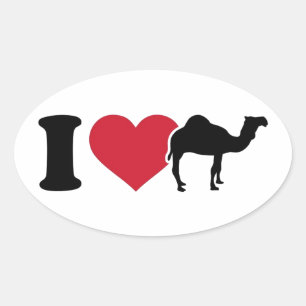 I Love Camels Oval Sticker