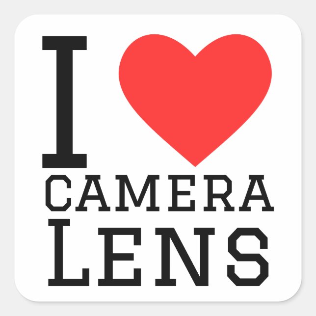 I love camera lens square sticker (Front)