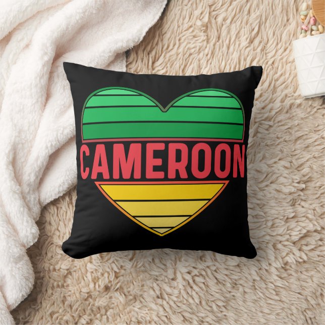 I Love Cameroon, Cameroonian Heart Cushion (Blanket)