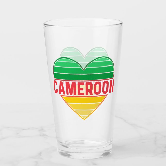 I Love Cameroon, Cameroonian Heart Glass (Front)