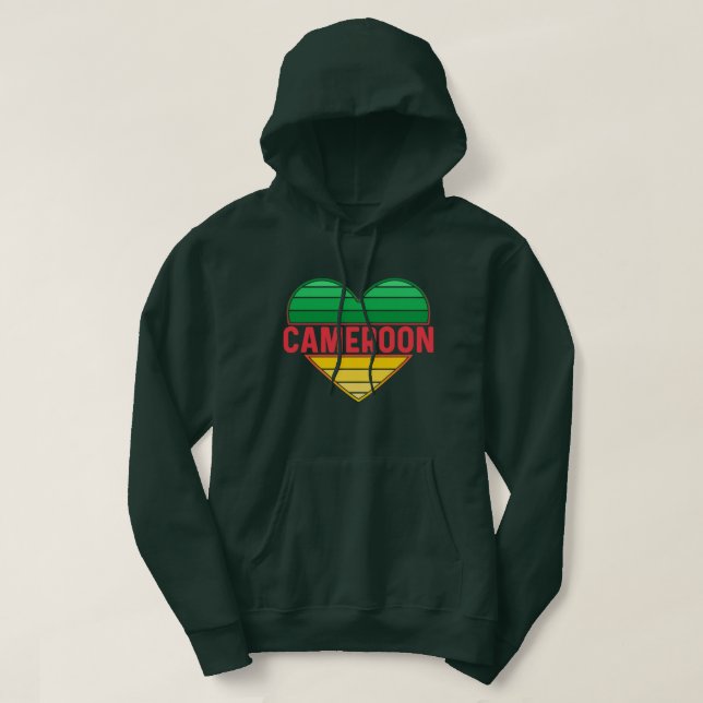 I Love Cameroon, Cameroonian Heart Hoodie (Design Front)