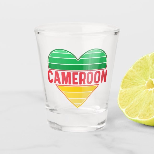 I Love Cameroon, Cameroonian Heart Shot Glass (Front)