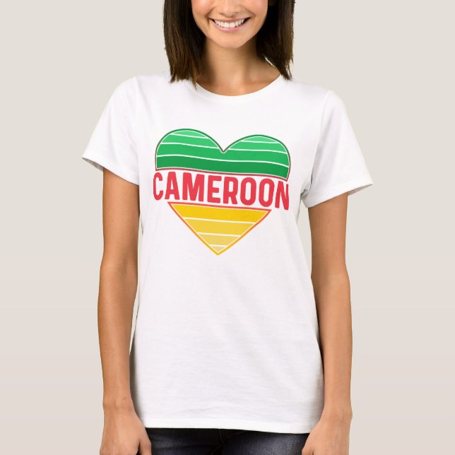 I Love Cameroon, Cameroonian Heart T-Shirt (Front)