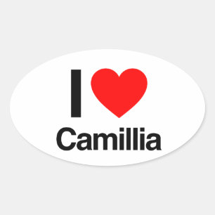 i love camillia oval sticker