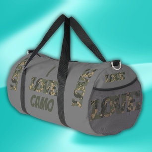 I Love Camouflage Green Brown Duffle Bag