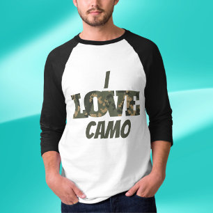 I Love Camouflage Green Brown T-Shirt