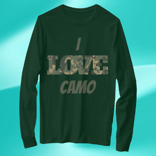 I Love Camouflage Green Brown T-Shirt