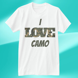 I Love Camouflage Green Brown T-Shirt