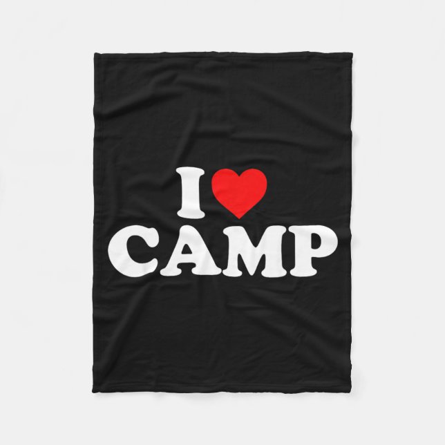 I Love Camp - Heart Fleece Blanket (Front)