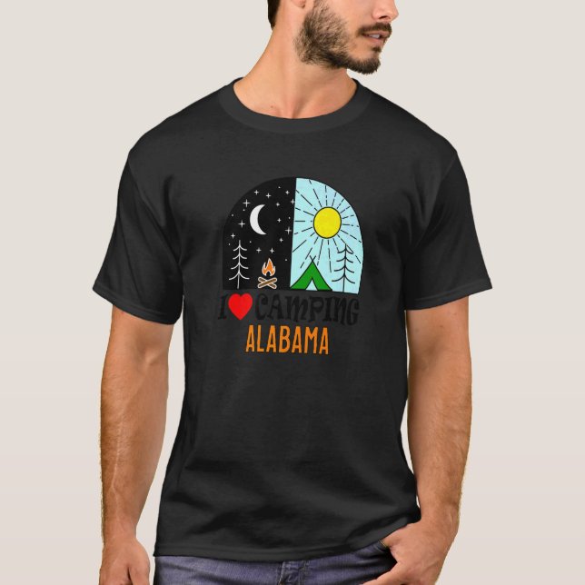 I Love Camping Alabama America Outdoors Nature Hik T-Shirt (Front)