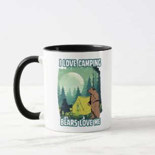 I love camping, bears love me. Funny bear quote Mug