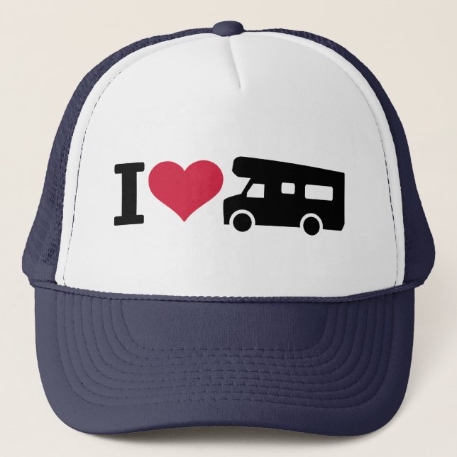I love camping - camper trucker hat (Front)