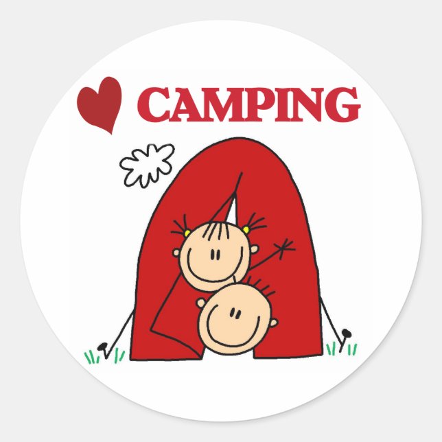 I Love Camping Classic Round Sticker (Front)